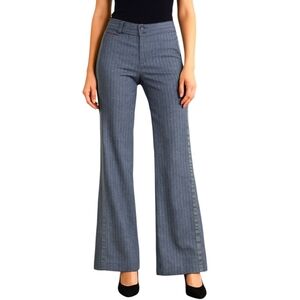 Y2K American Eagle Gray Satin Pinstripe Wool Blend Flare Pants 4 Career Academia